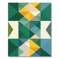 Green Yellow Blue Geometric Squares Rug
