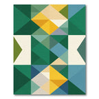 Green Yellow Blue Geometric Squares Rug