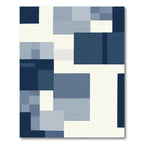 Modern Navy Abstract Blocks Rug