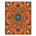 Orange Teal Floral Medallion Rug
