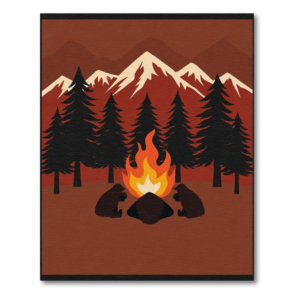 Fireside Bears Mountain Camp Bonfire Rug