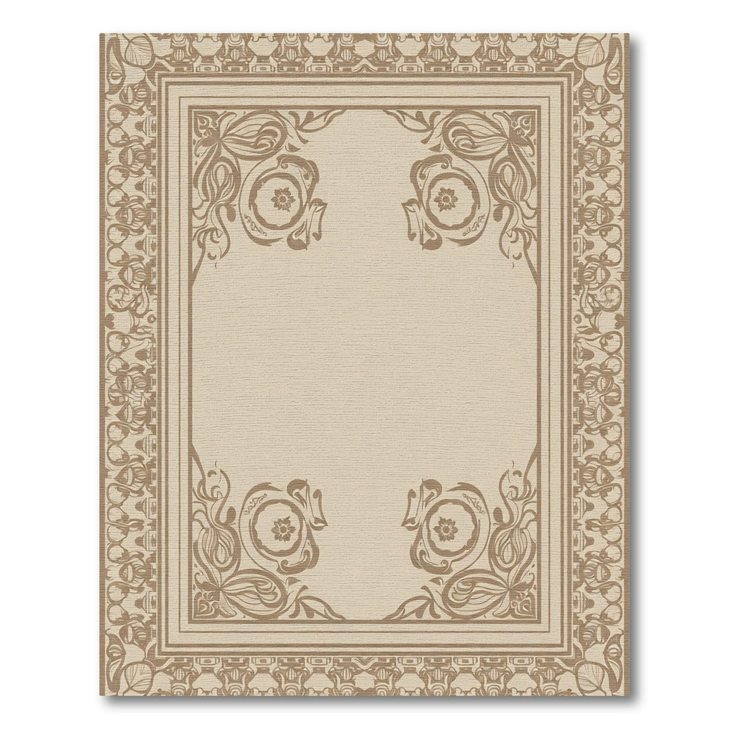 Vintage Neutral Floral Border Rug