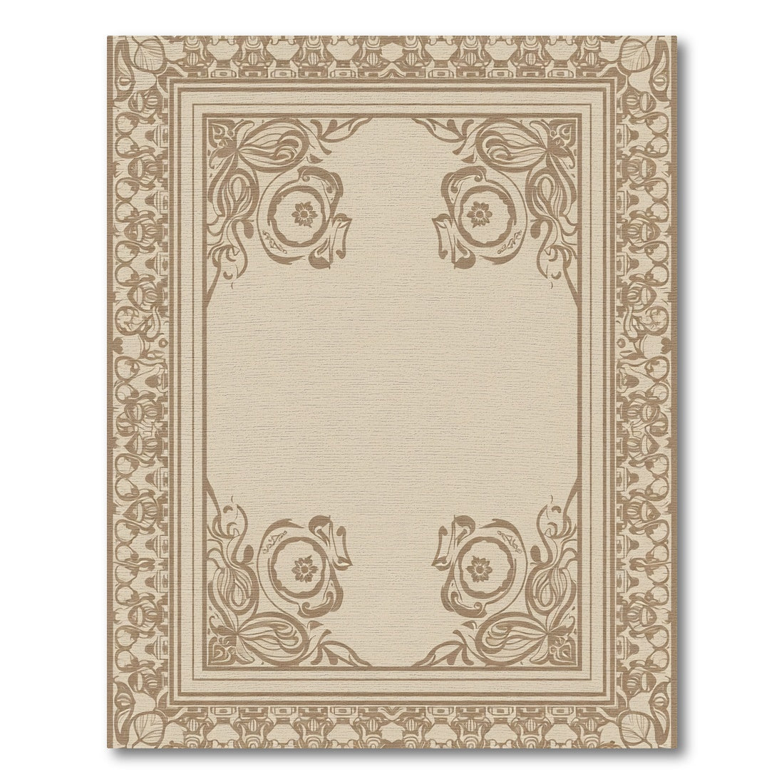 Vintage Neutral Floral Border Rug