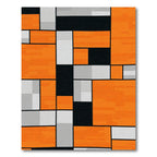 Orange White Black Geometric Rectangles Rug
