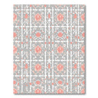 Coral And Gray Floral Trellis Rug