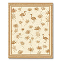 Golden Flamingo Tropical Leaf Border Rug
