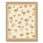 Golden Flamingo Tropical Leaf Border Rug