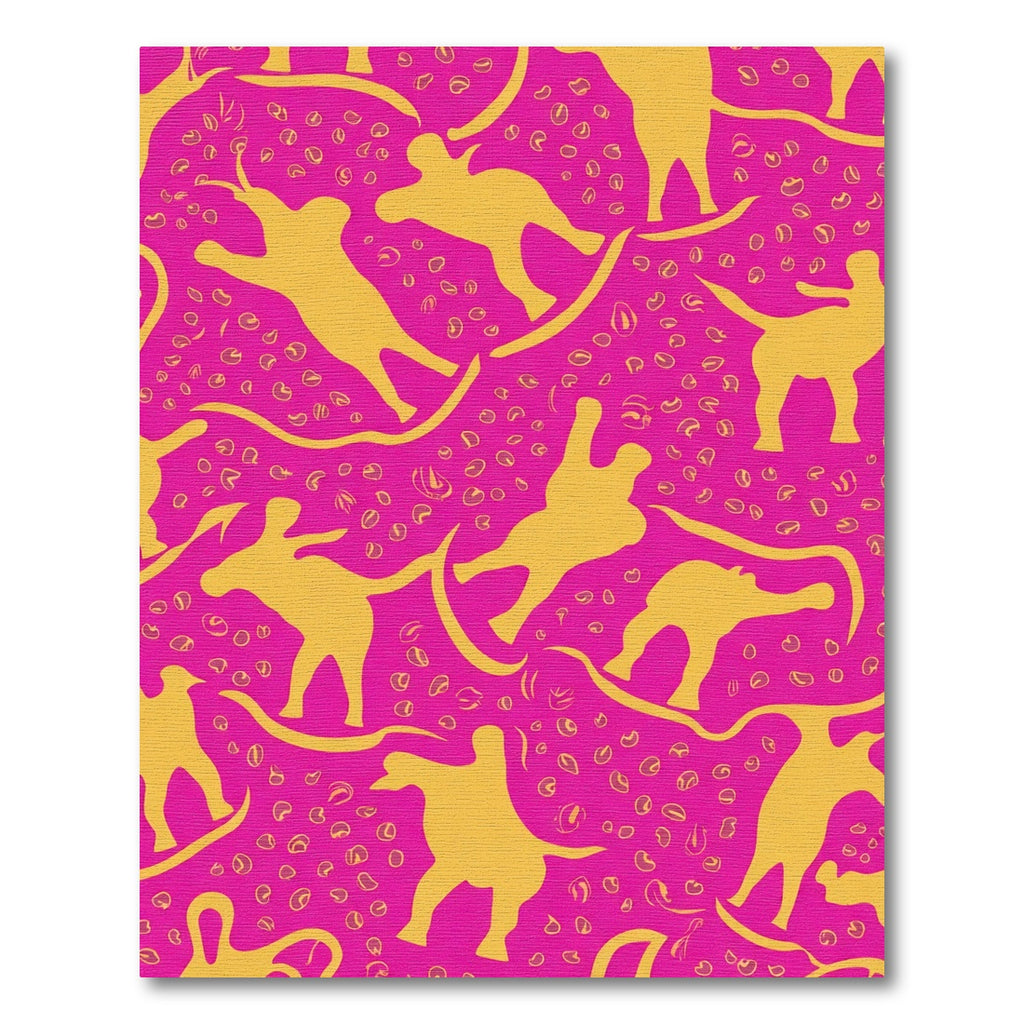 Vibrant Yellow Dancers Pink Background Rug