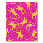 Vibrant Yellow Dancers Pink Background Rug