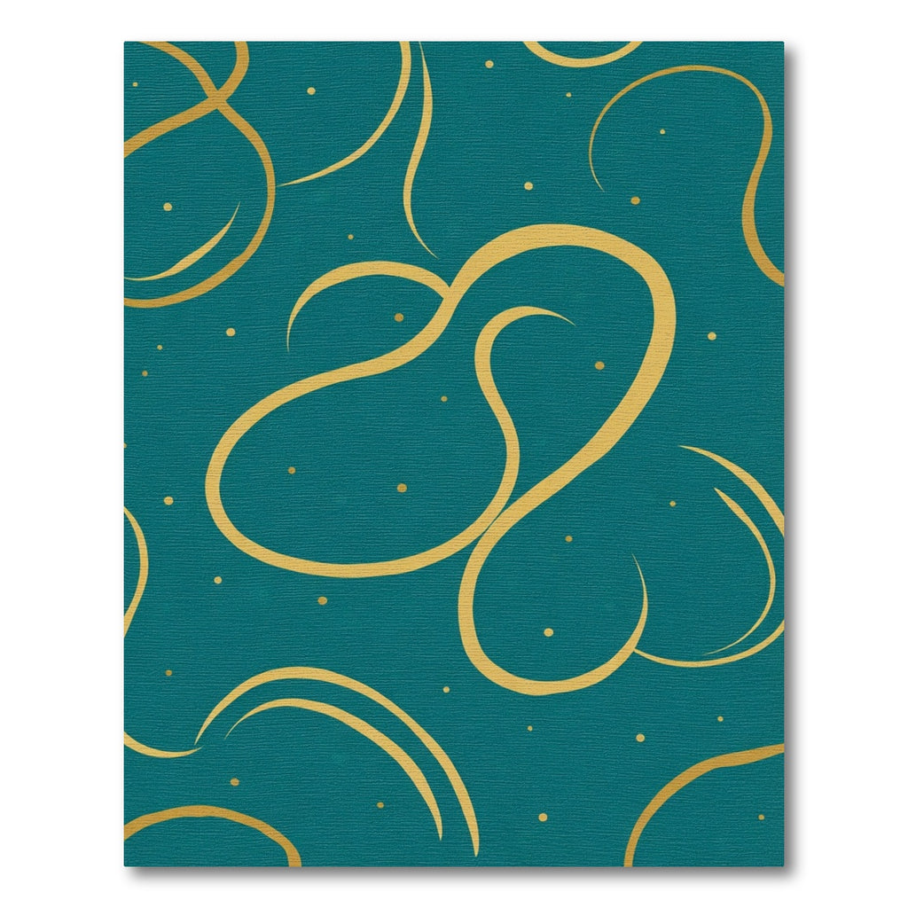 Teal and Gold Swirling Lines Rug