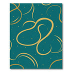 Teal and Gold Swirling Lines Rug