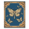 Golden Butterflies on Deep Blue Background Rug