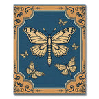 Golden Butterflies on Deep Blue Background Rug