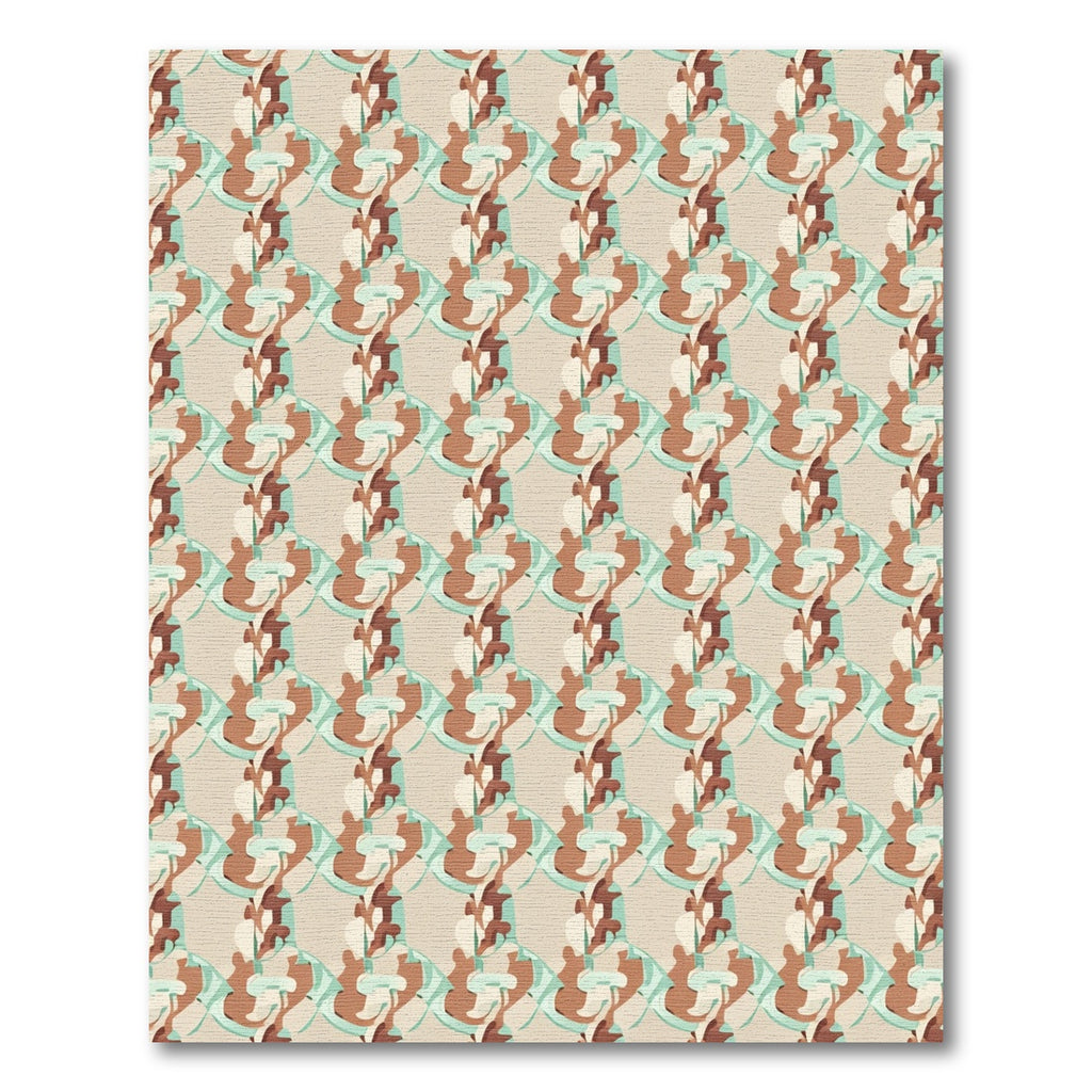 Abstract Curved Earthy Brown Teal Rug