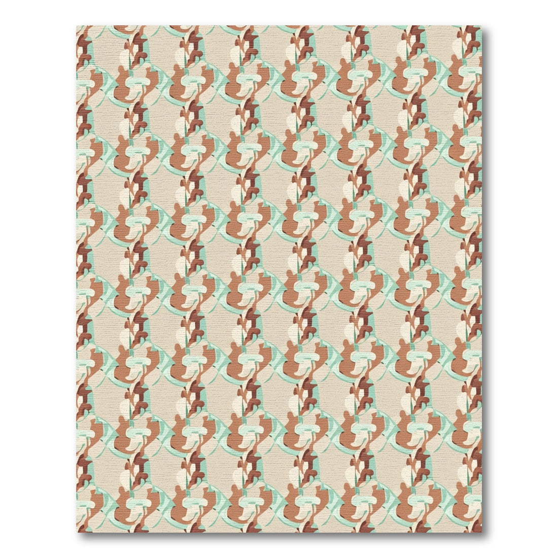 Abstract Curved Earthy Brown Teal Rug