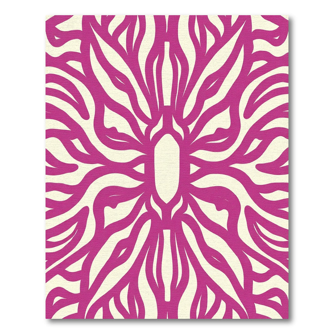 Fuchsia And Cream Swirling Lines Art Rug