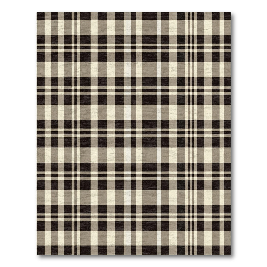 Classic Beige Black Tartan Squares Rug