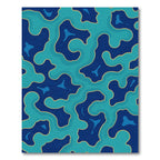 Deep Blue Teal Abstract Organic Flow Rug