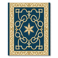 Navy Blossom Scrolling Border Rug