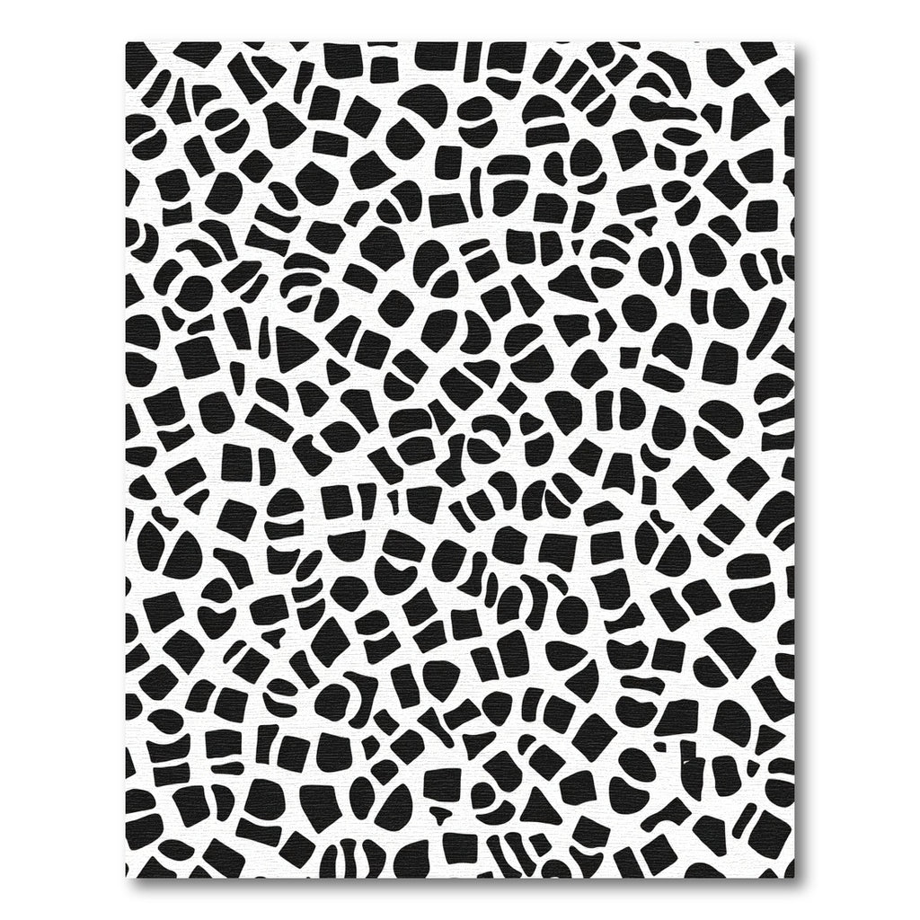 Abstract Black White Irregular Shapes Rug