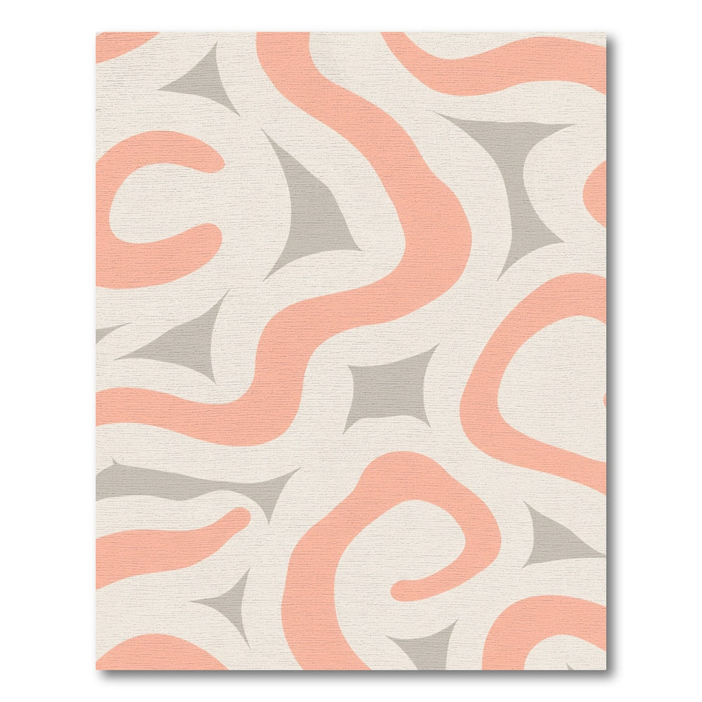 Coral And Gray Abstract Swirl Rug