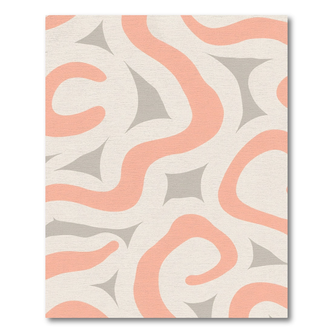 Coral And Gray Abstract Swirl Rug
