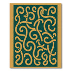 Dark Teal Gold Swirls Intertwined Rug