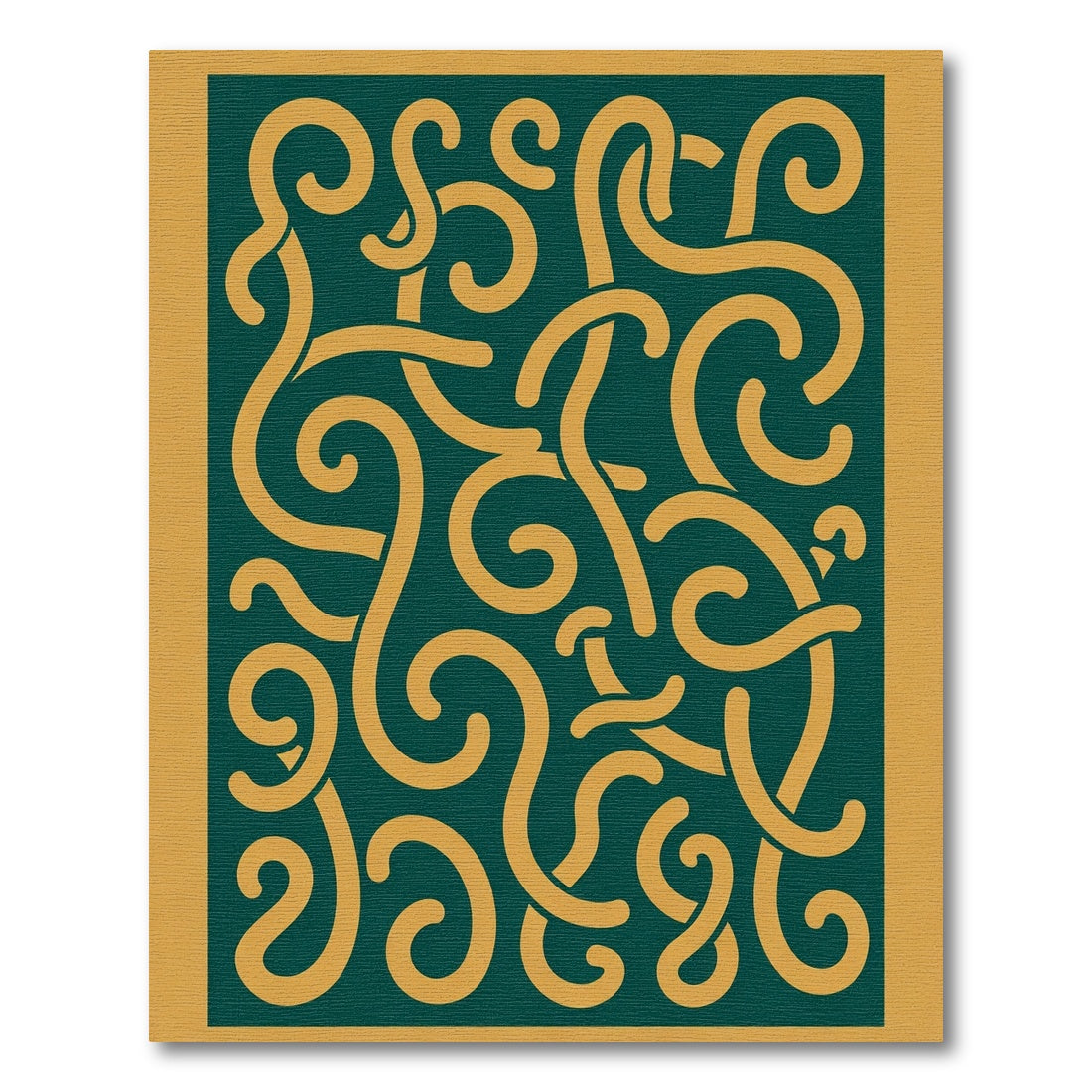 Dark Teal Gold Swirls Intertwined Rug