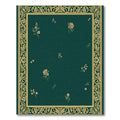 Emerald Green Floral Vine Border Rug