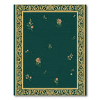 Emerald Green Floral Vine Border Rug