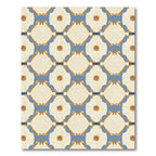 Cream Blue Gold Floral Lattice Rug