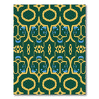 Emerald Gold Ornate Abstract Figures Rug
