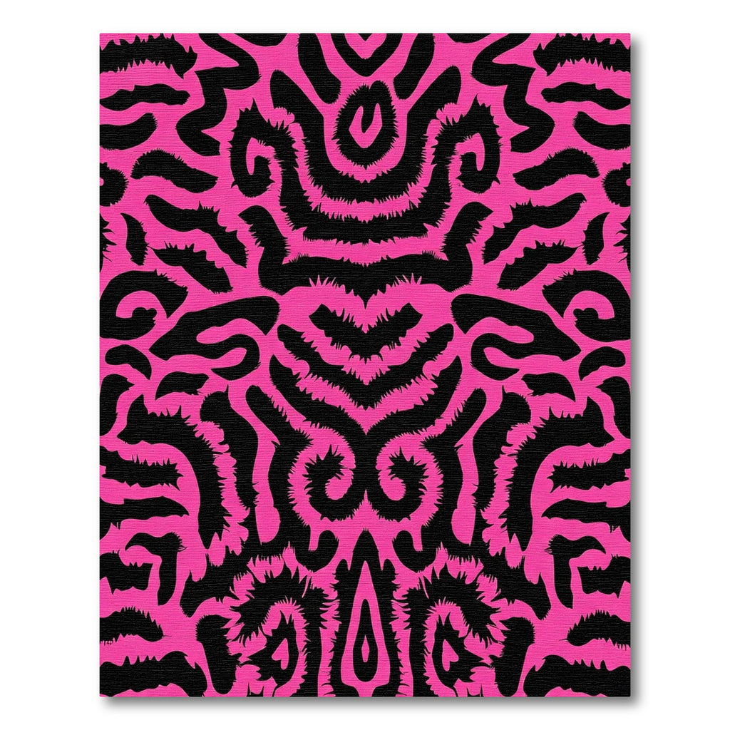 Vibrant Pink Black Organic Swirl Rug