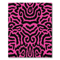 Vibrant Pink Black Organic Swirl Rug