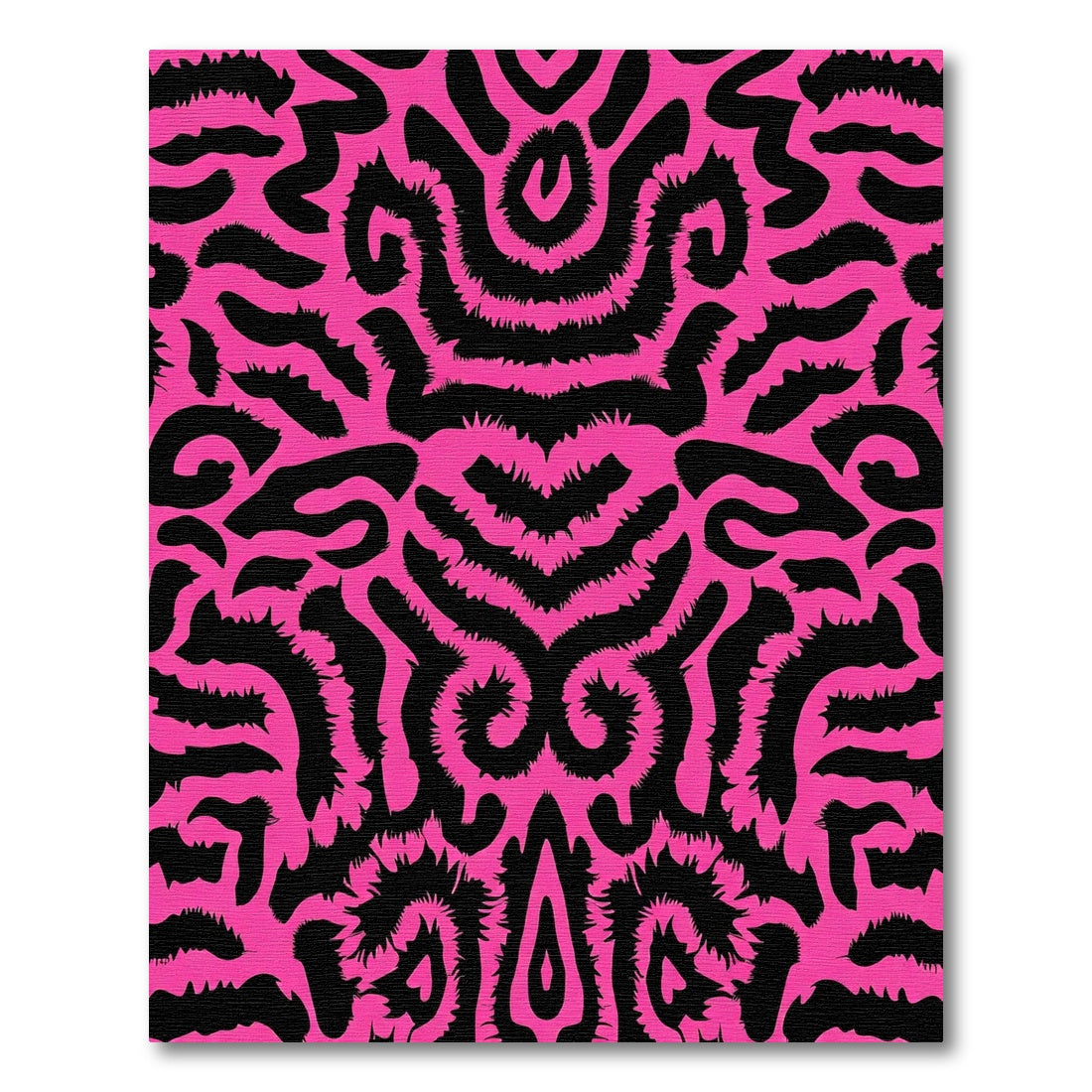 Vibrant Pink Black Organic Swirl Rug