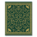 Emerald Gold Arabesque Scrollwork Rug