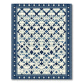 Navy Blue White Diamond Geometric Rug
