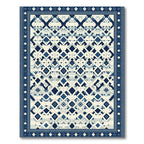 Navy Blue White Diamond Geometric Rug