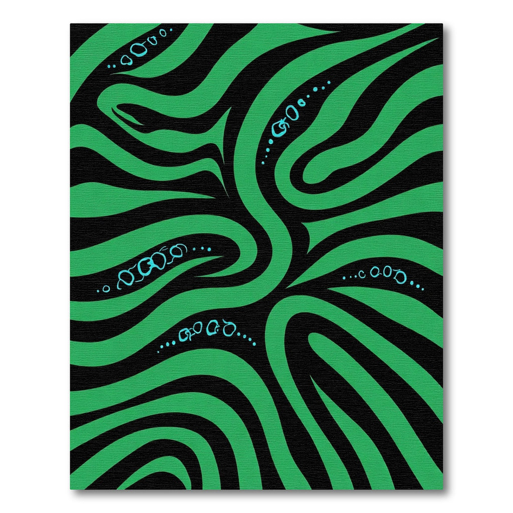 Green Black Swirling Abstract Wave Rug