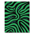 Green Black Swirling Abstract Wave Rug