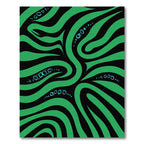 Green Black Swirling Abstract Wave Rug