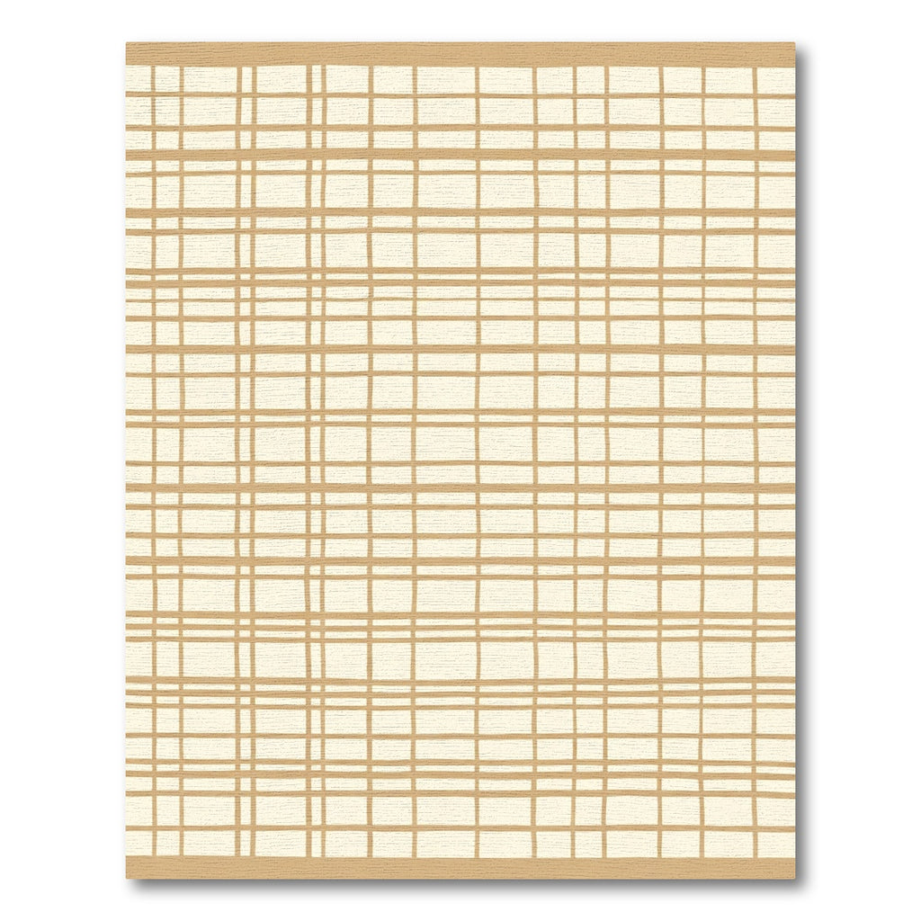 Hand Drawn Beige Plaid Rug