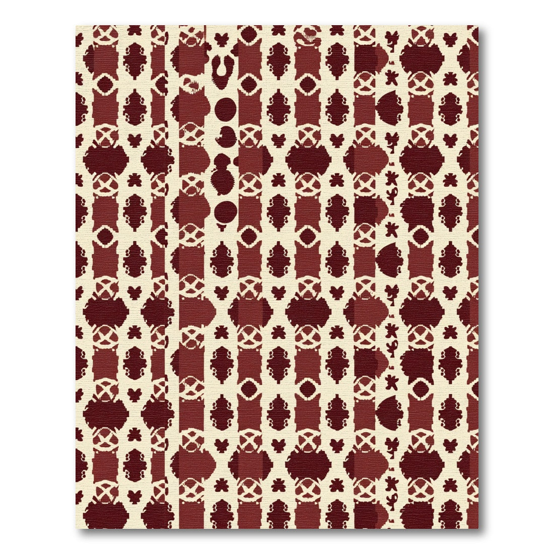 Crimson Cream Block Lattice Rug