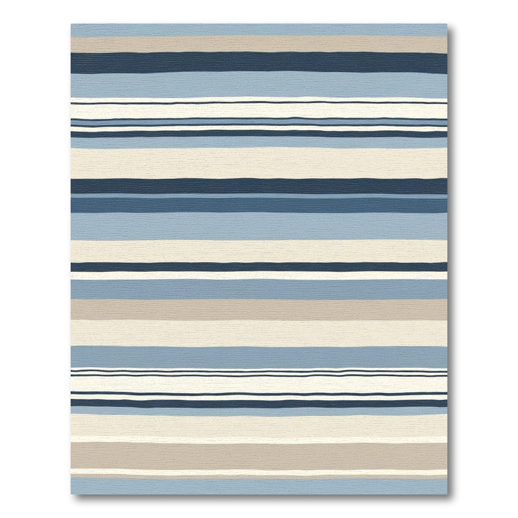 Navy Blue Tan Striped Arrangement Rug