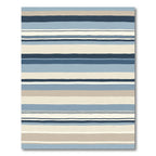 Navy Blue Tan Striped Arrangement Rug