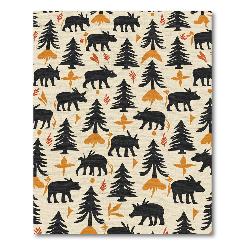 Black Wildlife Trees Autumn Palette Rug