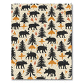 Black Wildlife Trees Autumn Palette Rug