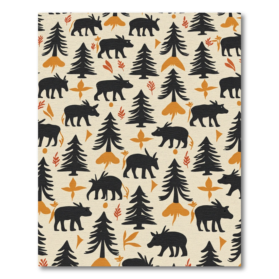 Black Wildlife Trees Autumn Palette Rug
