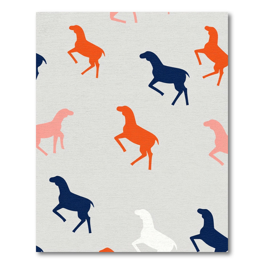 Orange, Blue, Pink Horse Silhouettes Rug