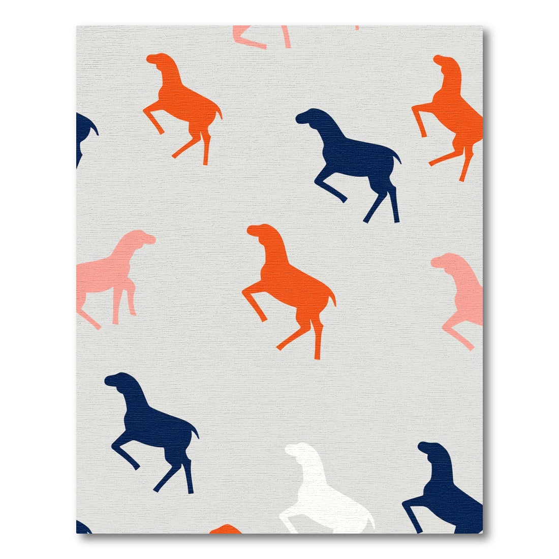 Orange, Blue, Pink Horse Silhouettes Rug